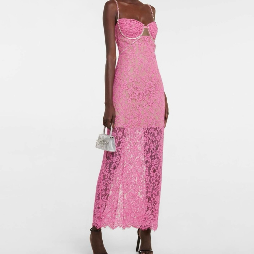 Self-Portrait Pink Sheath Maxi Dress Spaghetti Strap